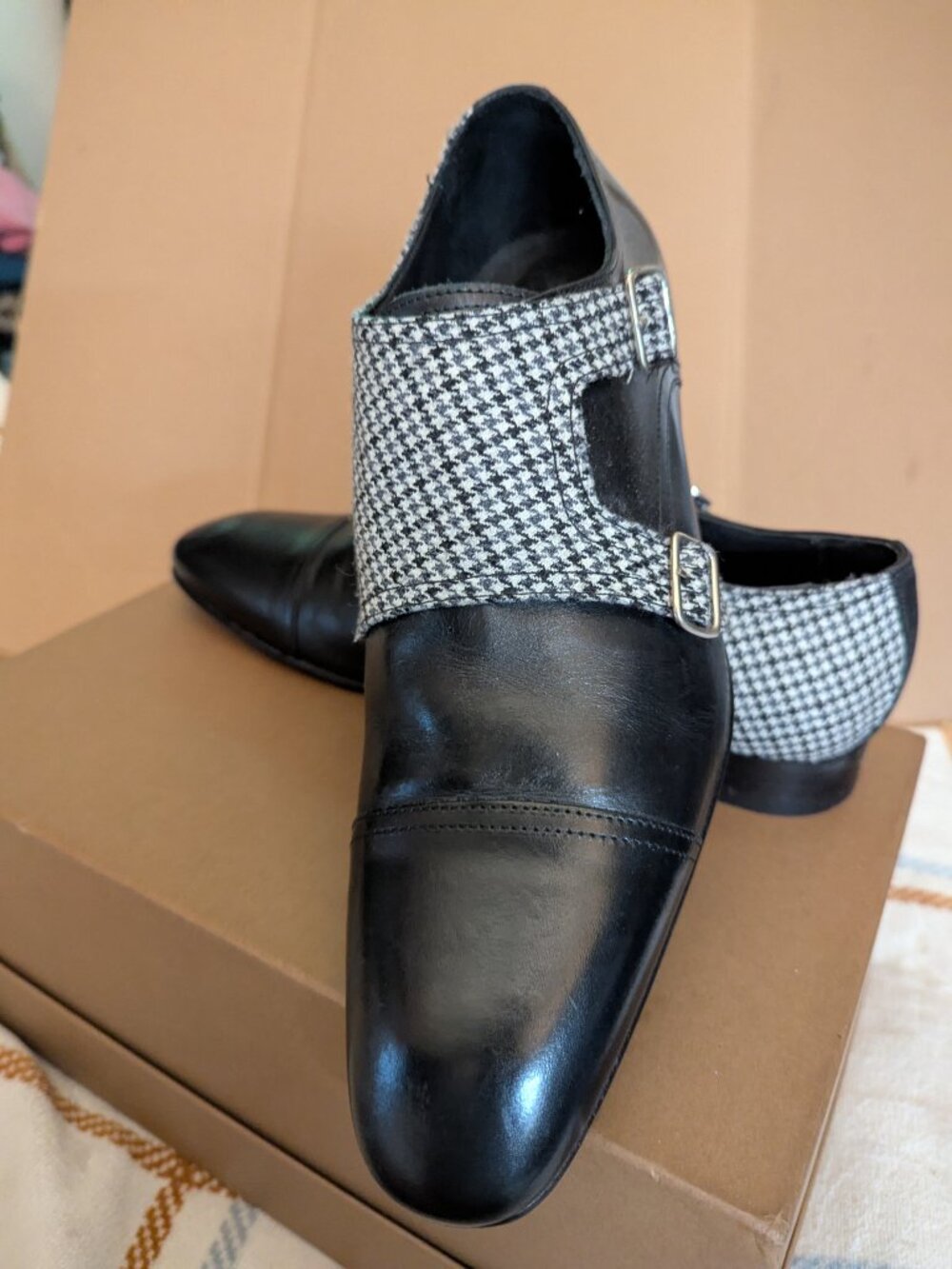 Paul Fredrick Men's Two-Tone Double Monk Shoes Size 9 Sharp